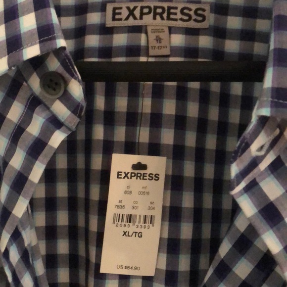 Blue plaid button down shirt - Picture 2 of 2